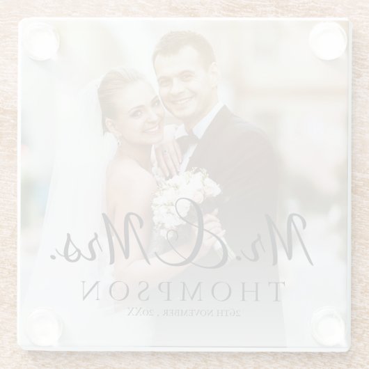 Mr. And Mrs Minimalistisch Elegant Niedlich Weddin Glasuntersetzer (Rückseite)