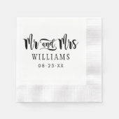 Mr. and Mrs Modern Black Handwriting Script Weddin Serviette (Vorderseite)