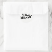 Mr. and Mrs Modern Bold Gastgeschenk Hochzeit Stic Runder Aufkleber (Tasche)
