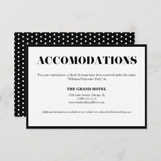 Mr. and Mrs Modern Bold Wedding Accommodation Card Begleitkarte (Vorne/Hinten)
