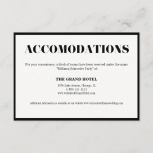 Mr. and Mrs Modern Bold Wedding Accommodation Card Begleitkarte