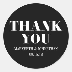 Mr. and Mrs Modern Bold Wedding Danke Sticker