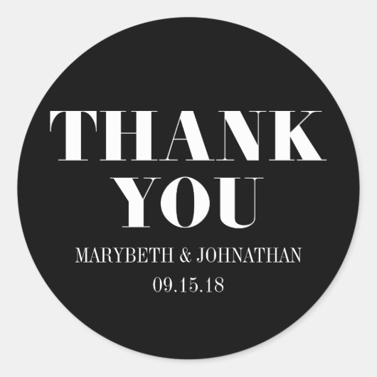 Mr. and Mrs Modern Bold Wedding Danke Sticker (Vorderseite)