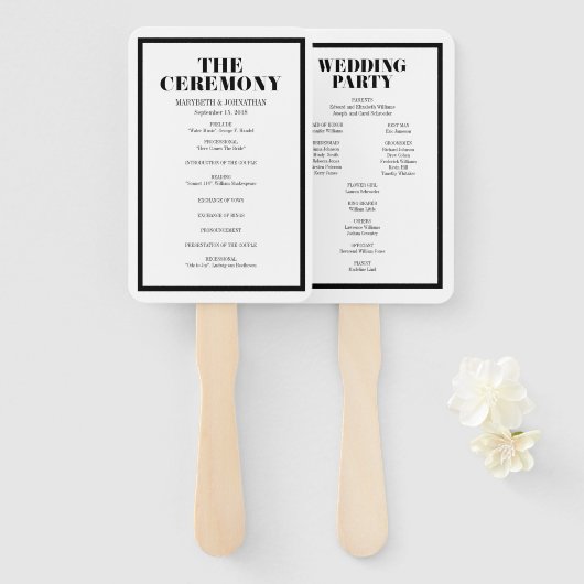 Mr. and Mrs Modern Bold Wedding Program Hand Fan Fächer (Vorne und Hinten)