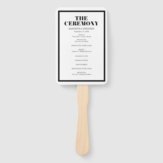 Mr. and Mrs Modern Bold Wedding Program Hand Fan Fächer (Vorderseite)