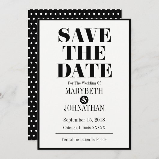 Mr. and Mrs Modern Bold Wedding Save the Date Card (Vorne/Hinten)