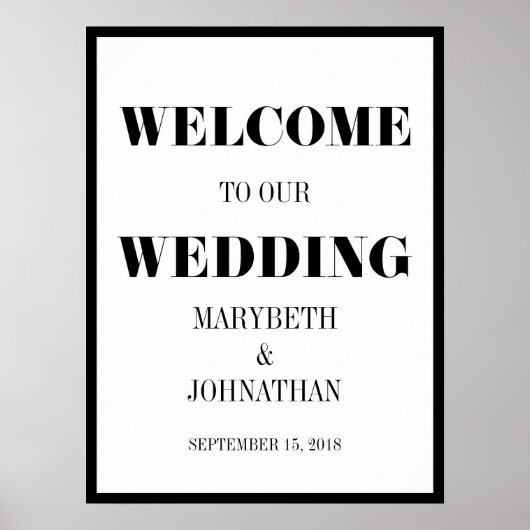 Mr. and Mrs Modern Bold Wedding Welcome Poster (Vorne)