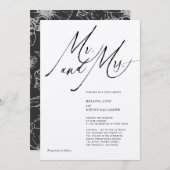 Mr. and Mrs Modern Calligraphy Schwarz-weiß Weddin Einladung (Vorne/Hinten)