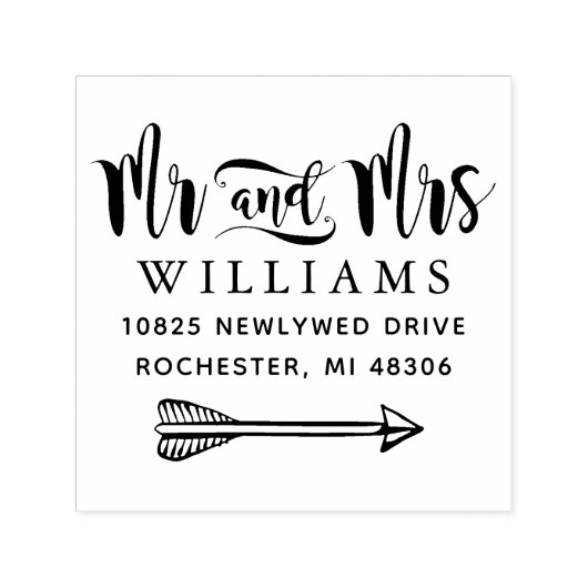 Mr. and Mrs. Modern Handwriting Script Wedding Permastempel (Design)
