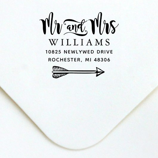 Mr. and Mrs. Modern Handwriting Script Wedding Permastempel