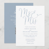 Mr. and Mrs Modern QR Code Dusty Blue Wedding Einladung (Vorne/Hinten)