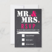 Mr. and Mrs Modern typography black pink UAWG RSVP Karte (Vorderseite)