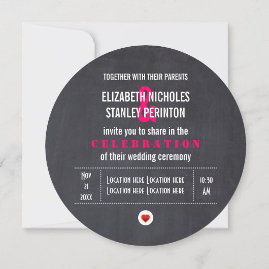 Mr. and Mrs Modern typography black pink wedding Einladung (Rückseite)