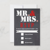 Mr. and Mrs Modern typography black, red UAWG RSVP Karte (Vorderseite)