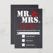 Mr. and Mrs Modern typography black, red UAWG RSVP Karte (Vorne/Hinten)