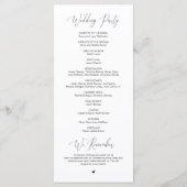 Mr. and Mrs., Moderne Hochzeitsfeier Programm (Rückseite)