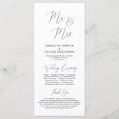 Mr. and Mrs., Moderne Hochzeitsfeier Programm (Vorderseite)