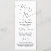 Mr. and Mrs., Moderne Hochzeitsfeier Programm (Vorderseite)