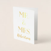 Mr. and Mrs New Last Name Wedding Folienkarte (Vorderseite)