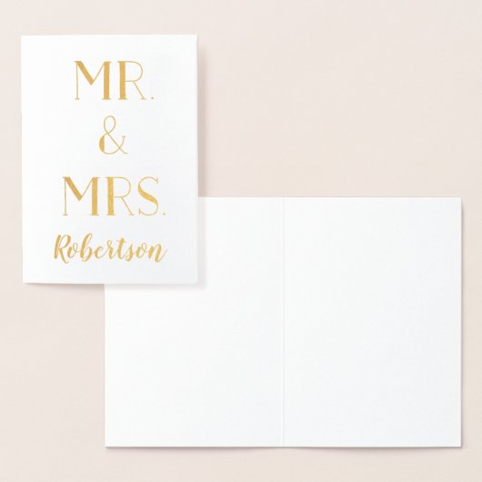 Mr. and Mrs New Last Name Wedding Folienkarte (Anzeige)