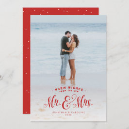 Mr. and Mrs. new red holiday photo card Feiertagskarte