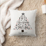 Mr. and Mrs. Newly Weds Christmas Tree  Kissen<br><div class="desc">Design features an outstanding Christmas tree with hearts and snowflakes Mr. and Mrs. in a classic wedding calligraphy script.  Easily customize with name and event date of choice.  Perfect gift for the bride and groom,  newlyweds,  anniversary couple,  and more.</div>