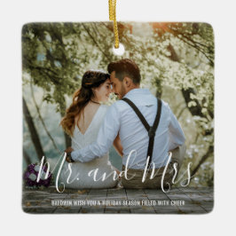 Mr. and Mrs Newlywed Foto First Christmas Verheira Keramikornament
