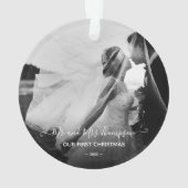 Mr. and Mrs Newlywed Foto Signature Script Ornament (Rückseite)