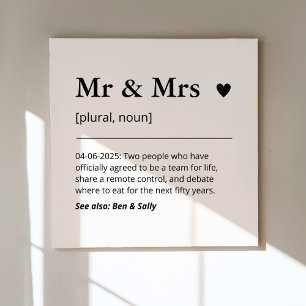 Mr. and Mrs Newlywed Wedding Definition Modern Leinwanddruck