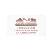 Mr. and Mrs Newlywed White Rose Gold Rücksendeadre Adressaufkleber (Vorne)