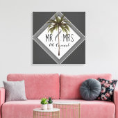 Mr. And Mrs Newlyweds Beach Wedding Personalisiert Leinwanddruck (Insitu (Wohnzimmer))