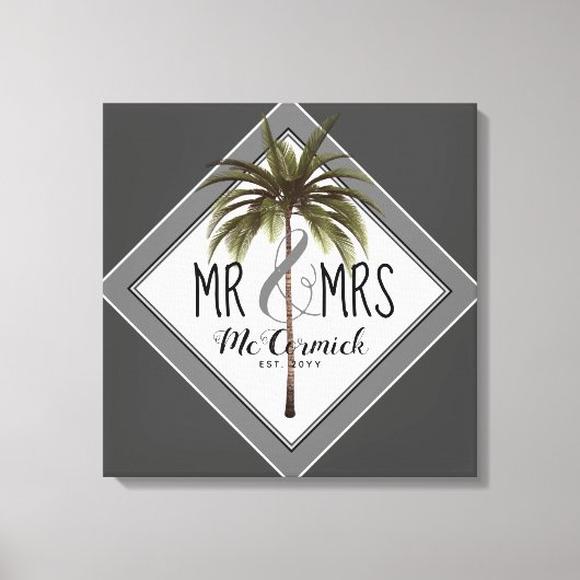 Mr. And Mrs Newlyweds Beach Wedding Personalisiert Leinwanddruck (Vorderseite)