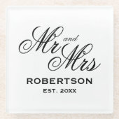 Mr. and Mrs. newlyweds Custom Glass Untersetzer (Vorderseite)