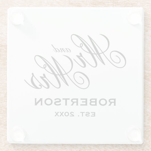 Mr. and Mrs. newlyweds Custom Glass Untersetzer (Rückseite)