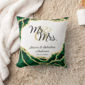 Mr. and Mrs Newlyweds Emerald Green Marble Wedding Kissen (Decke)