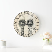 Mr. and Mrs. Ostrich Große Wanduhr (Zuhause)