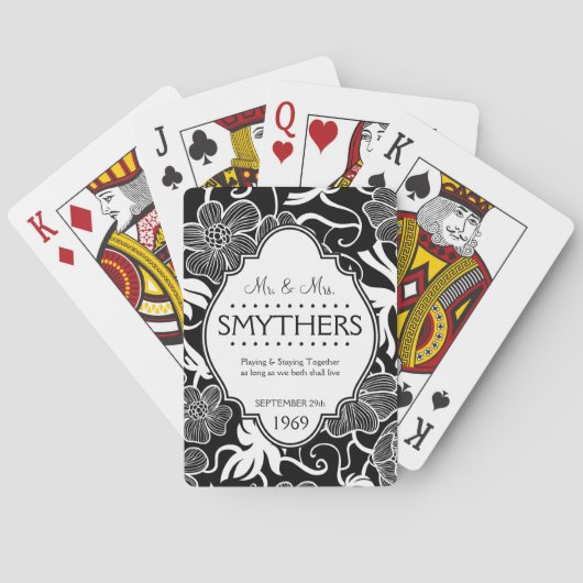 Mr. and Mrs Personalisiert Anniversary or Wedding Spielkarten (Rückseite)