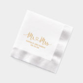 Mr. and Mrs. Personalisiert Heart Script Wedding Servietten Mit Folie (Links)