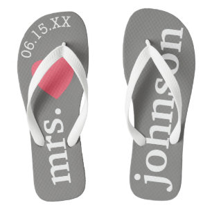 Mr. and Mrs. Personalisiert Honeymoon with Heart Badesandalen