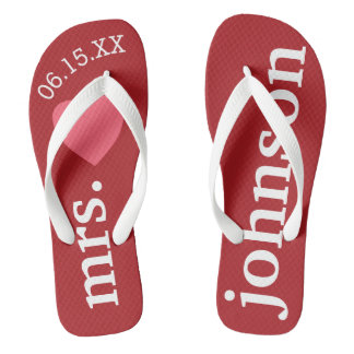 Mr. and Mrs. Personalisiert Honeymoon with Heart Badesandalen
