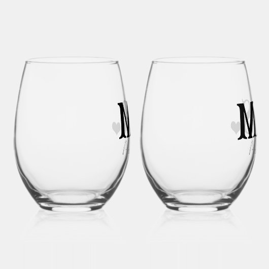 Mr. And Mrs Personalisiert Newly Weds Weinglas Ohne Stiel (Rechts)