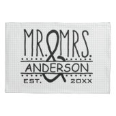 Mr. and Mrs Personalisiert Wedding Nachname Date Kissenbezug (Rückseite-Links)