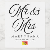 Mr and Mrs Personalized Sicilian Wedding Weinetikett (Einzelnes Label)