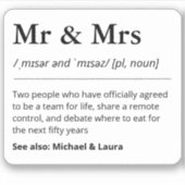 Mr and Mrs Personalized Wedding Gift Tag Aufkleber (Vorderseite)