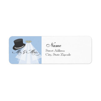 Mr. and Mrs Return Address Label - Blue