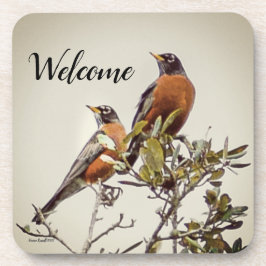 "Mr. and Mrs. Robin" Hard Plastic Untersetzer