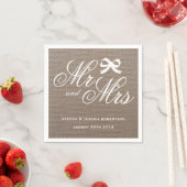 Mr. and Mrs. rustic burlap Country Hochzeitsnapkin Serviette (Beispiel)