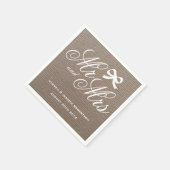 Mr. and Mrs. rustic burlap Country Hochzeitsnapkin Serviette (Ecke)
