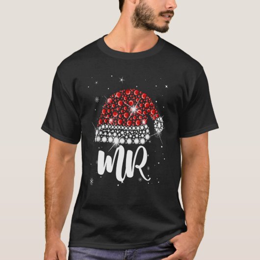 Mr And Mrs Santa Hat Christmas Couples Matching Pa T-Shirt (Vorderseite)