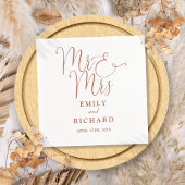 Mr. And Mrs. Script Elegant Terracotta Wedding Serviette
